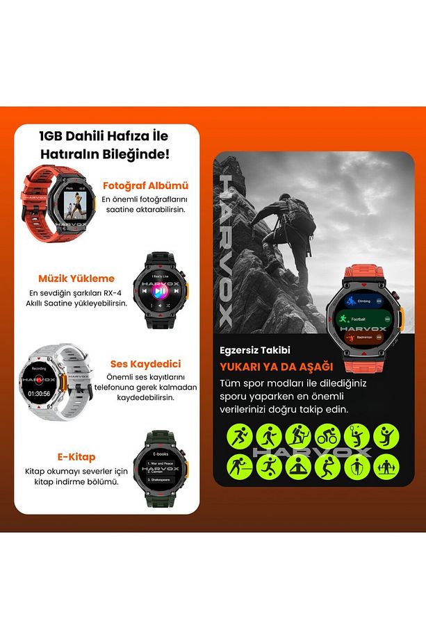 HARVOX Watch RX-4 Akıllı Saat Iphone Ve Android Tüm Telefonlara Uyumlu Akıllı Saat Yeni Nesil - 5