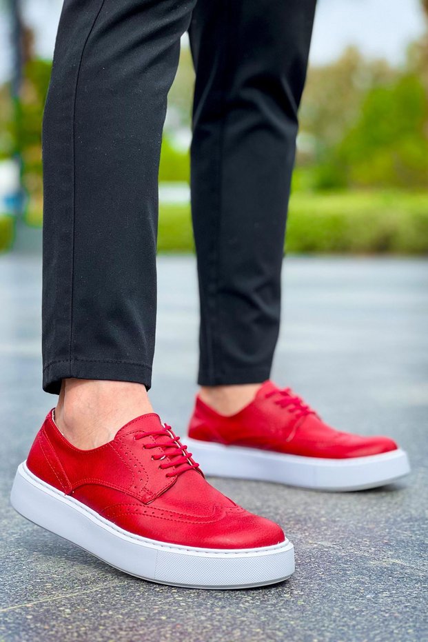 Lace-Up Men's Casual Shoes Red