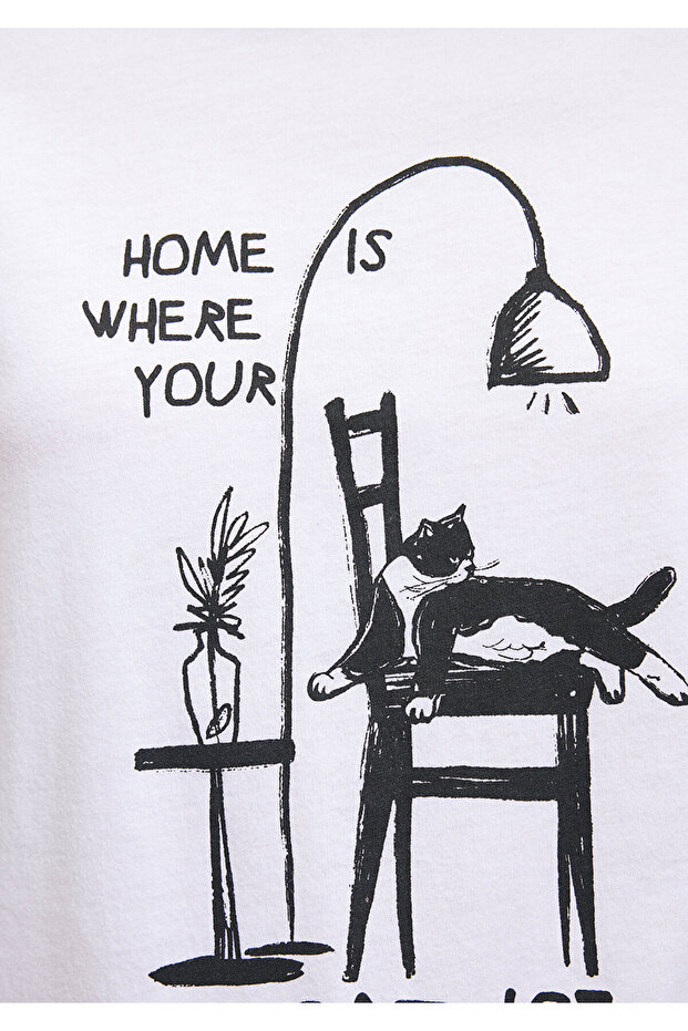 Bílé tričko s potiskem pro kočky Slim Fit / Slim Fit1612390-620 - 6