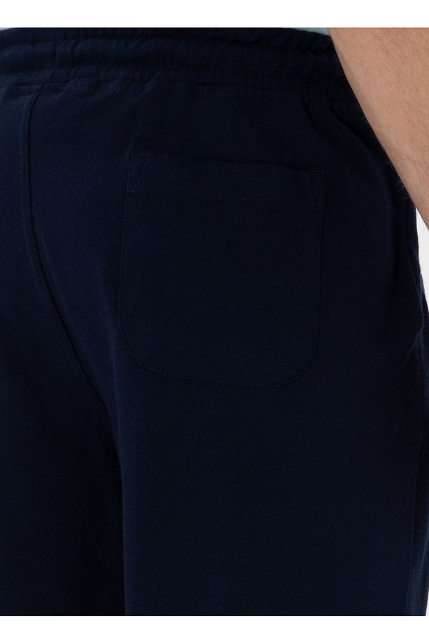 Lacivert Lastikli Bel Regular Fit Erkek Sweat Şort MARKO - 6