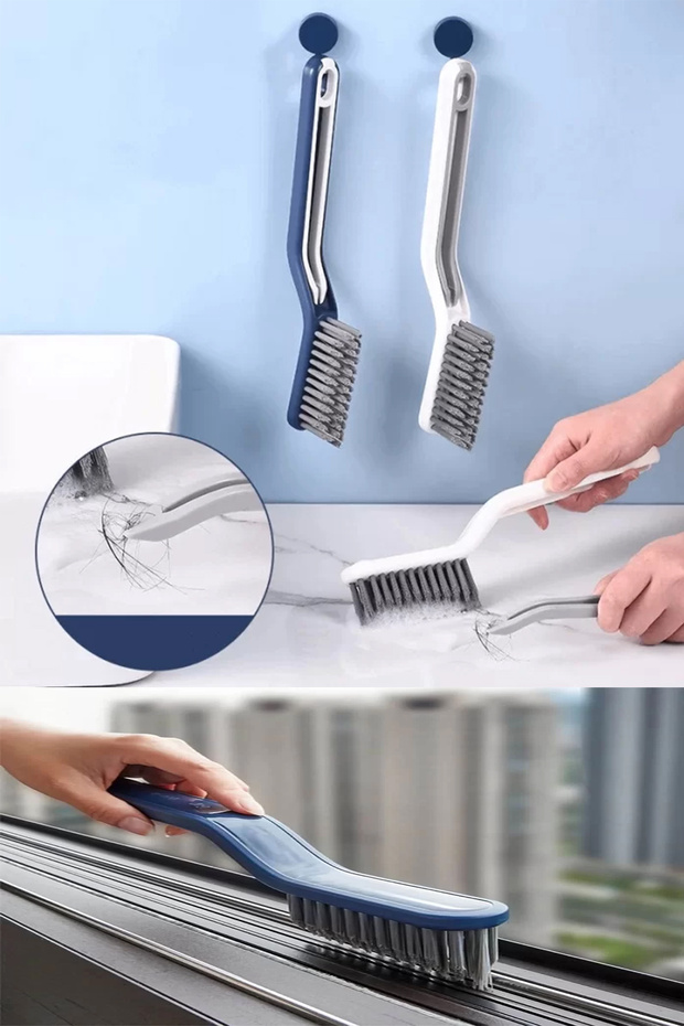 Bottoming Corner Brush Cleaning Brush with Tweezers Grout Brush Pimapen Cleaning Brush Bathroom Brush