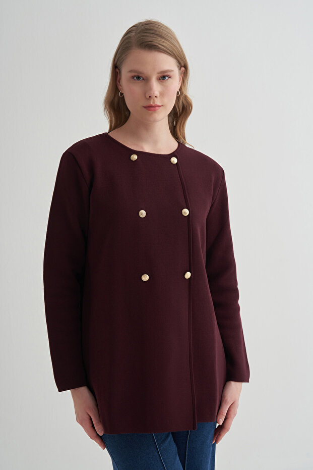 Kruvaze Maxi Çelik Örme Hırka - 2