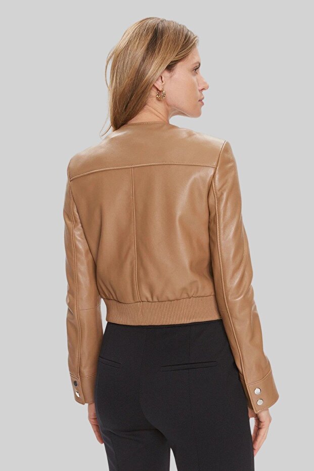 Samarie Deri Ceket Bej - 3