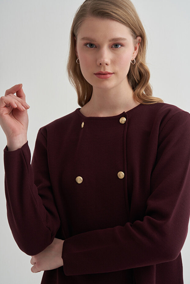 Kruvaze Maxi Çelik Örme Hırka - 3