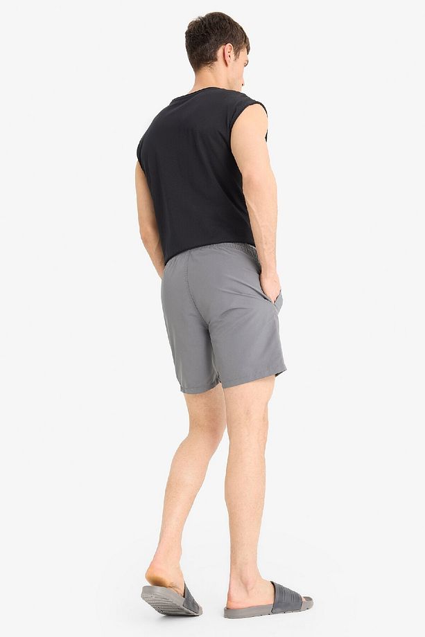 Regular Fit Kısa Boy Cepli File Astarlı Beli Bağcıklı Düz Hafif Kumaş Deniz Şortu E5133axns - 7