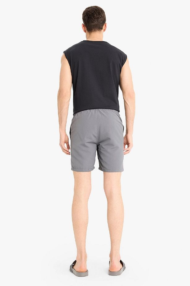 Regular Fit Kısa Boy Cepli File Astarlı Beli Bağcıklı Düz Hafif Kumaş Deniz Şortu E5133axns - 8