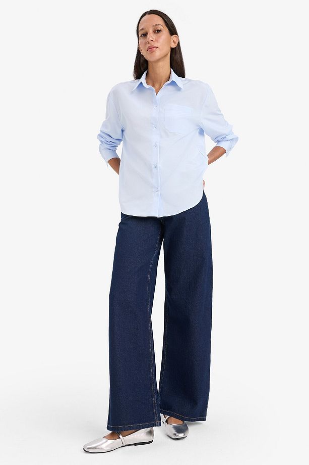 Oversize Geniş Kalıp Poplin Uzun Kollu Gömlek E7188AX25SP - 2