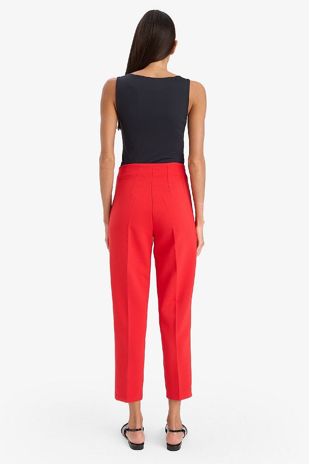 Crop Klasik Kumaş Pantolon Carrot Fit Fermuarlı Yüksek Bel Basic Düz Dar Paça C2466ax24au - 7