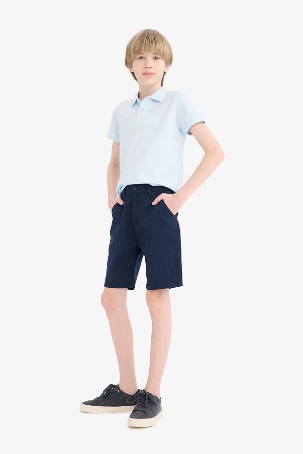 Erkek Çocuk Cepli Basic Düz Gabardin Şort C2955A825SM - 4