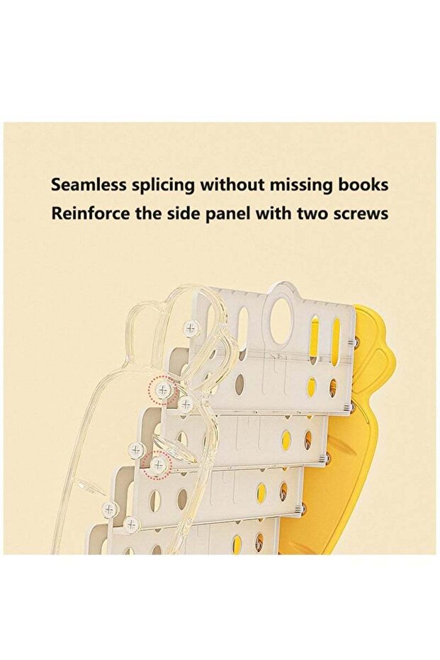رف كتب للأطفال 2 في 1، مع صندوقين لتخزين الألعاب، سهل التركيب، لعرض تخزين الكتب، أصفر - 3