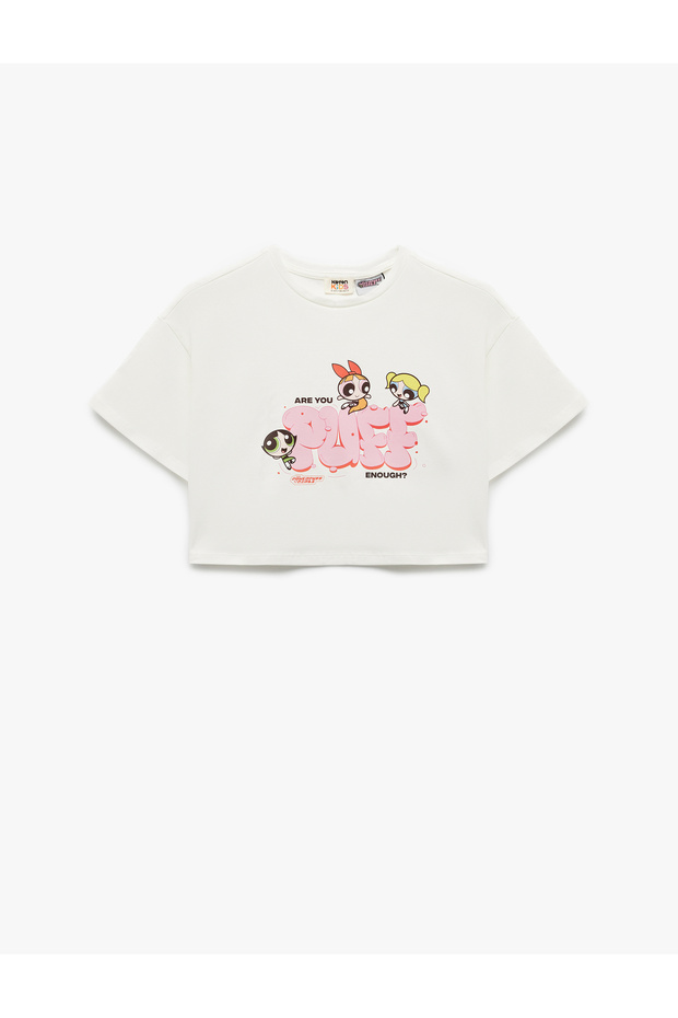 Licensed Powerpuff Girls Printed Short Sleeve Crew Neck Cotton T-Shirt