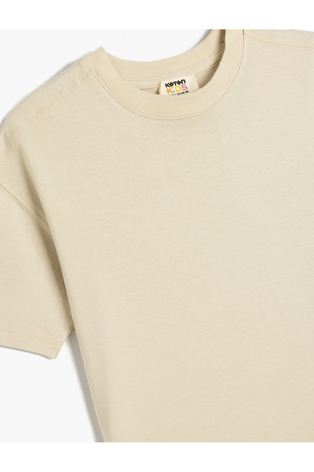 Basic Oversize Tişört Kısa Kollu Bisiklet Yaka Pamuklu - 3