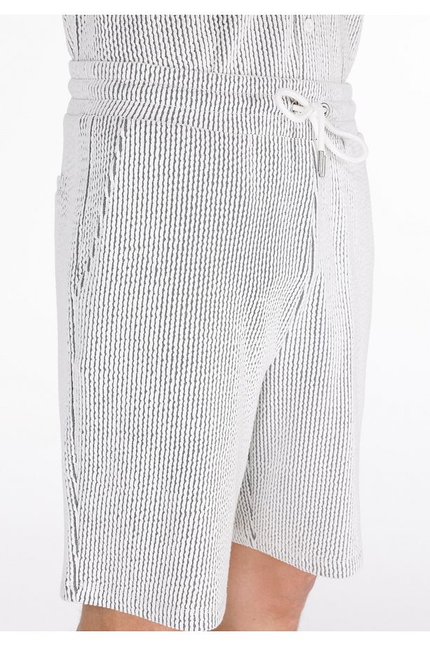 Regular Fit Orta Bel Çizgili Erkek Gri Şort - 4
