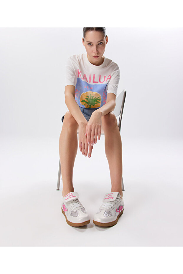 SLOGAN BASKILI PAYETLİ SNEAKER - 1