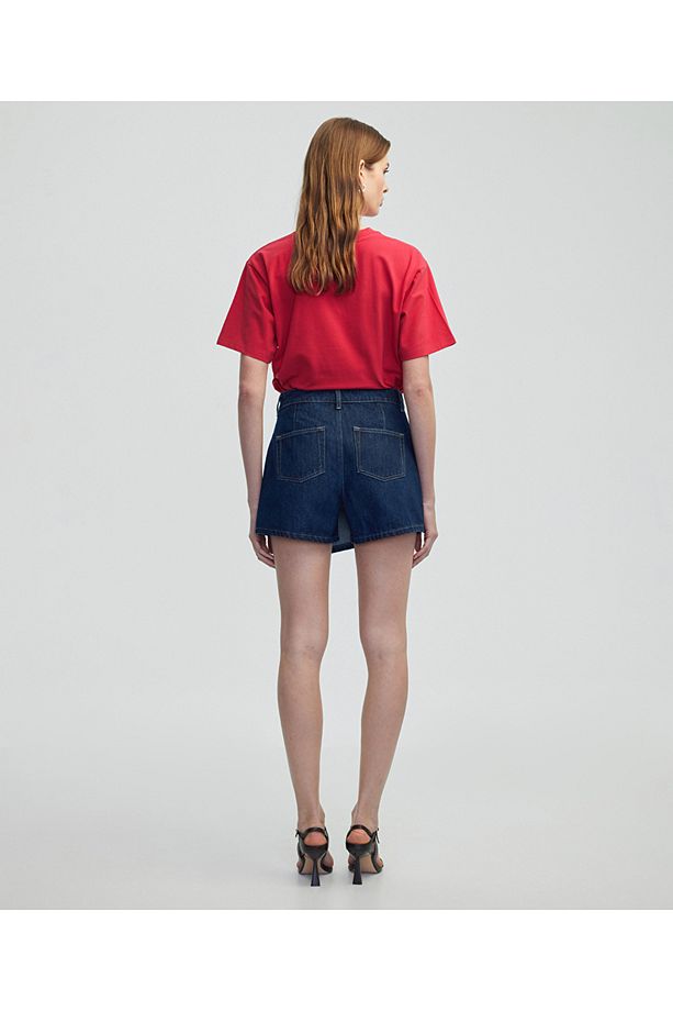 Cepli anvelop denim şort etek - 6