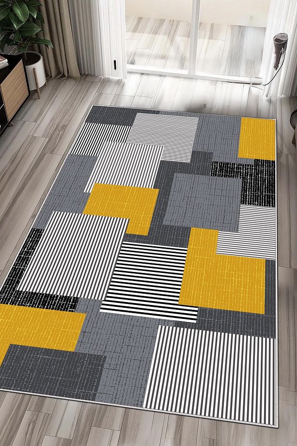 Makinede yıkanabilir kaymaz taban leke tutmaz mutfak halısı salon halısı ve yolluk/3482Dikdörtgen - 1