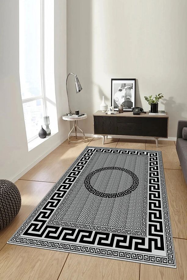 Salon Halısı Geometrik İskandinav Eskitmeli Dijital Baskı Yıkanabilir Kaymaz Taban 9000SALONHULYA - 2