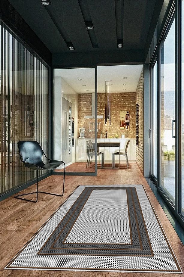 Salon Halısı Geometrik İskandinav Eskitmeli Dijital Baskı Yıkanabilir Kaymaz Taban 9011SALONHULYA - 3