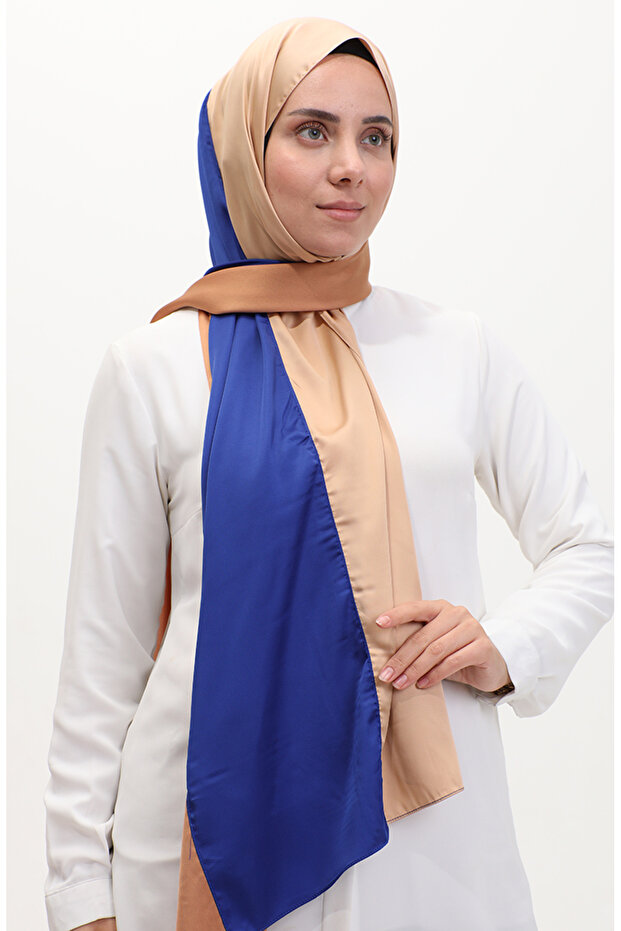 Karaca tricolor shawl 81049-17 gold cobalt blue