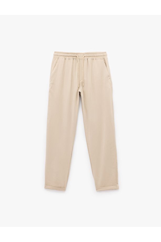 Viskon Cep Detaylı Rayon Tapered Beli Bağcıklı Yazlık Pantolon - 1