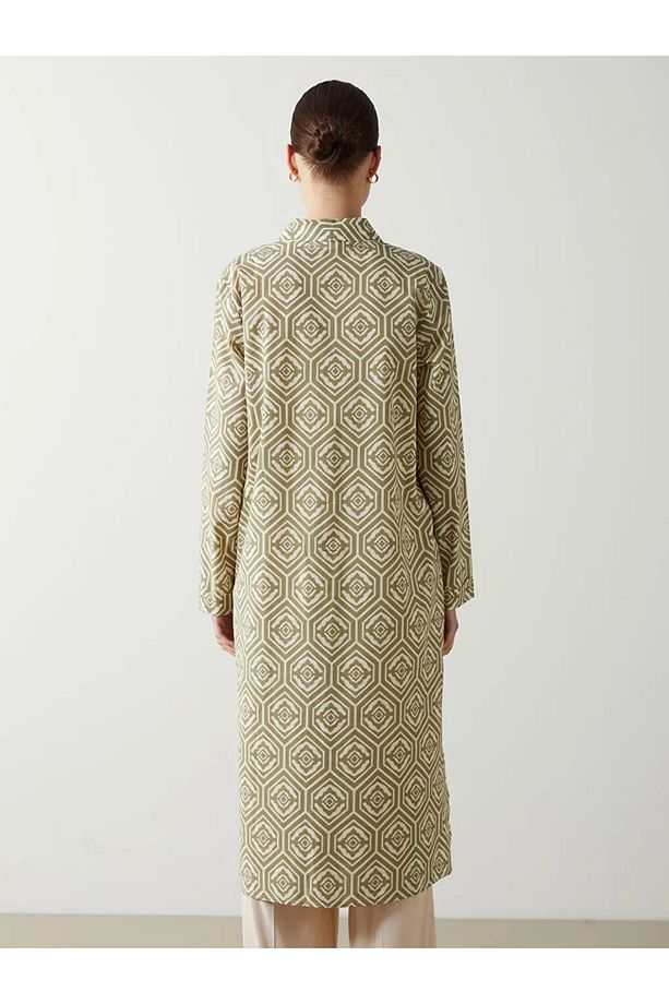 LCW Modest Yeşil Desenli Kadın Gömlek Tunik - 4