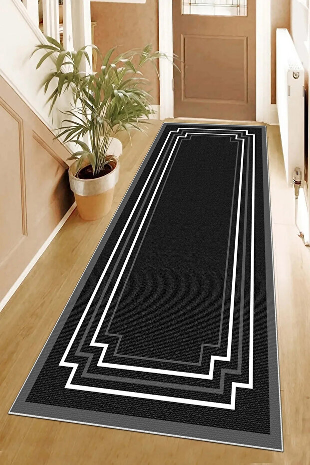 Runner Geometric Scandinavian Tumbled Digital Print Washable Non-Slip Base 9014RunnerHULYA - 3