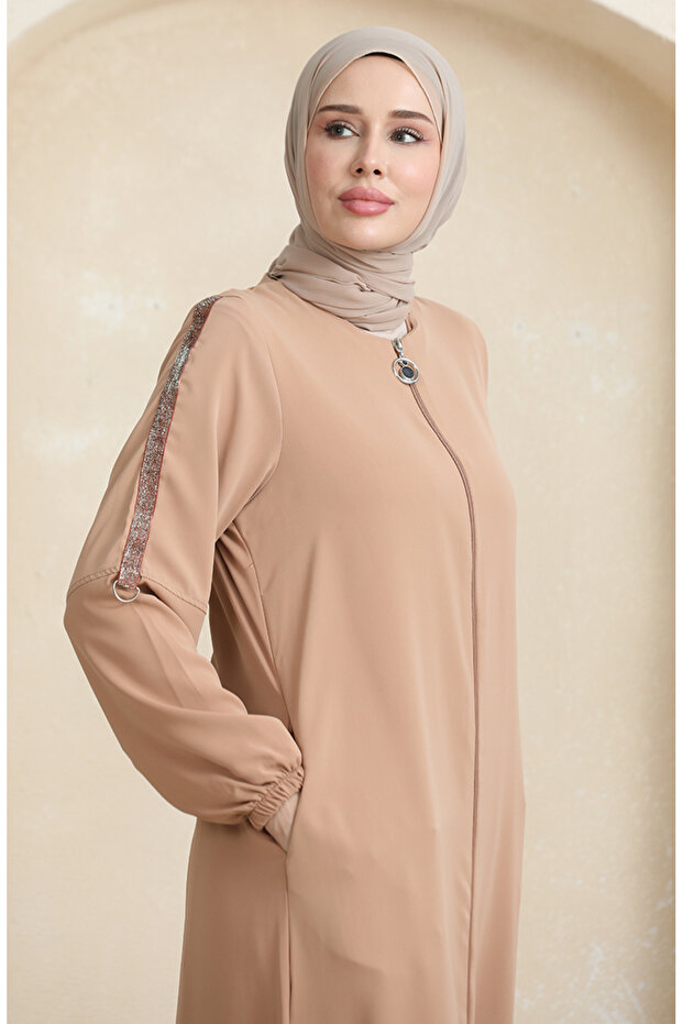 Beige dunkel, seitliches Steindruck-Ferace - 0464-02 - 5