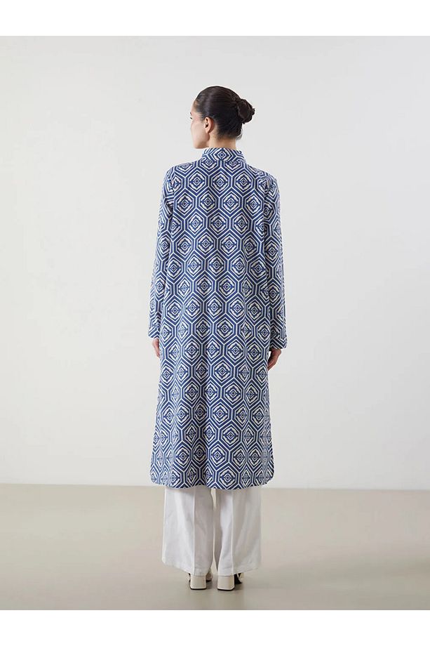 LCW Modest Mavi Desenli Kadın Gömlek Tunik - 4