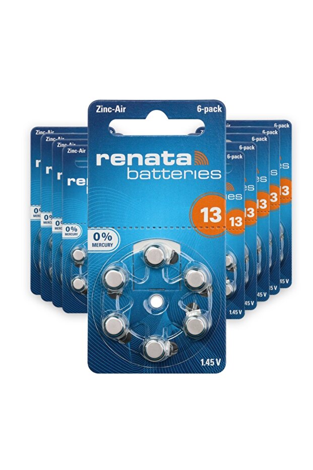 60-Pieces (13 Size) 0% Mercury (PR48) Zinc-Air 1.45V Hearing Aid Batteries