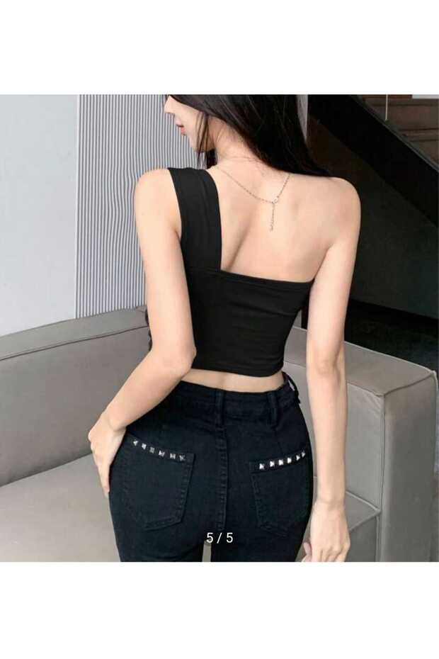 tek omuz askılı crop - 2