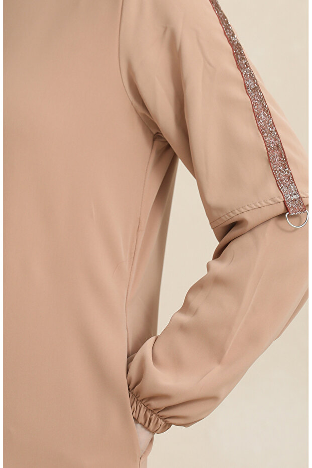 Beige dunkel, seitliches Steindruck-Ferace - 0464-02 - 6