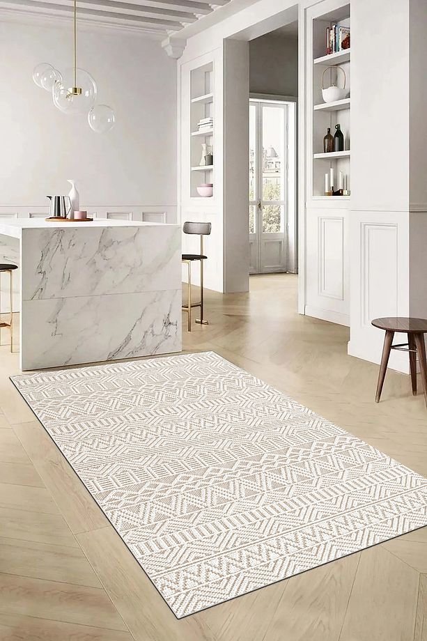 Mutfak Halısı Geometrik İskandinav Eskitmeli Dijital Baskı Yıkanabilir Kaymaz Taban 8142MUTFAKHULYA - 3