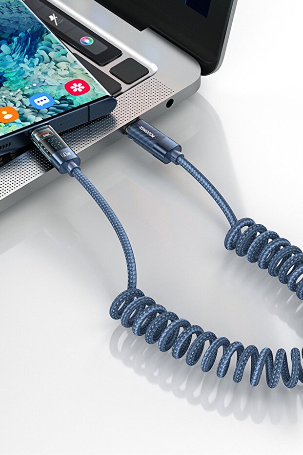 كابل بيانات رقمي MX063 من النوع C إلى النوع C، أزرق داكن - 4