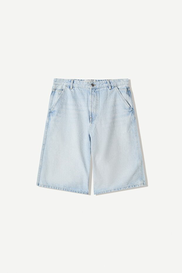 Denim skater bermuda şort - 2