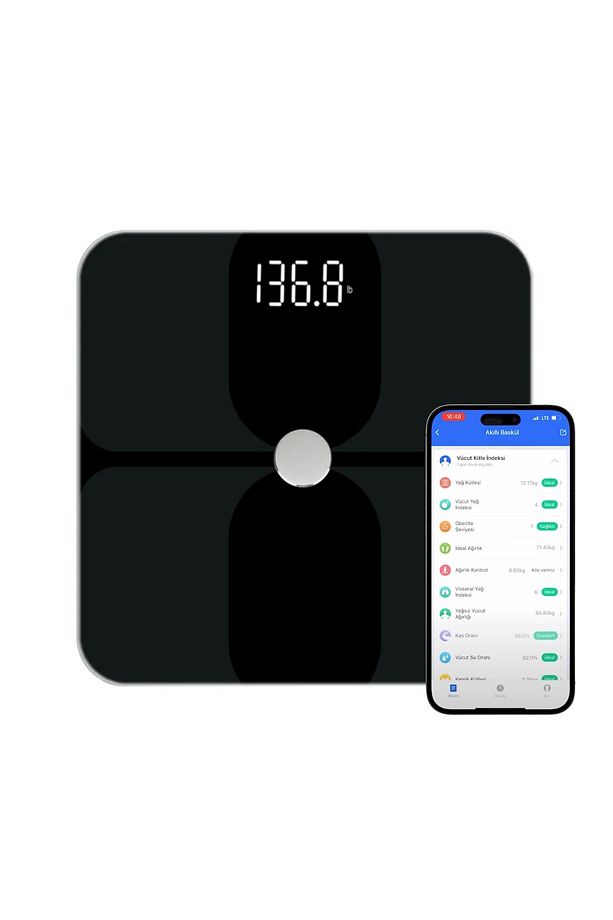 Akıllı Tartı Dijital Baskül, BT Apple Health Google Fit, Vücut Kitle, Kas, Su, Yağ, Kemik X8703 - 1