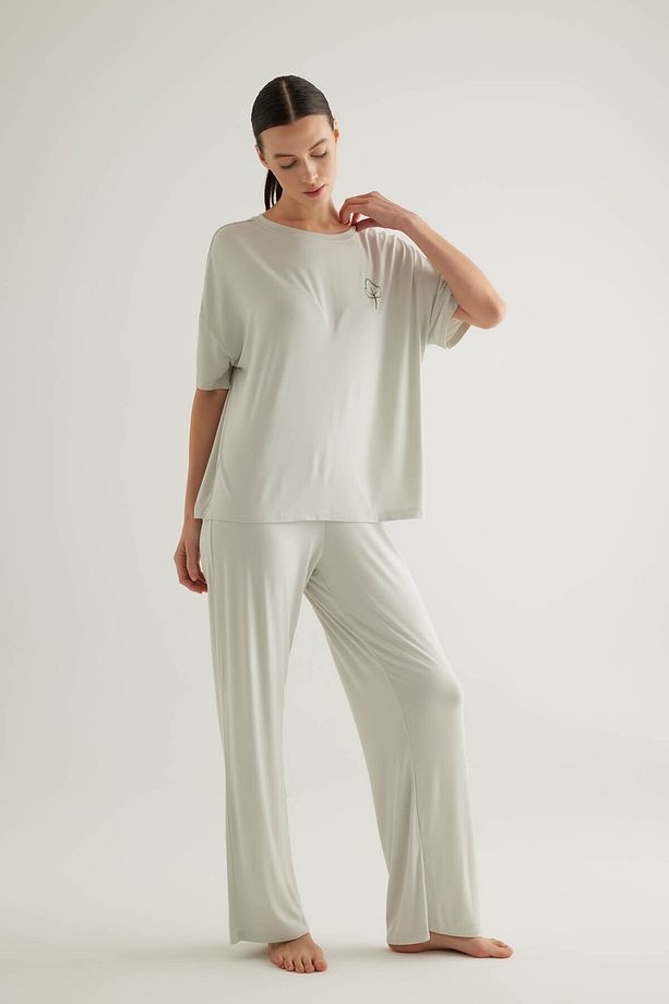 Kadın Viscose Kısa Kollu Pijama Üstü - 2