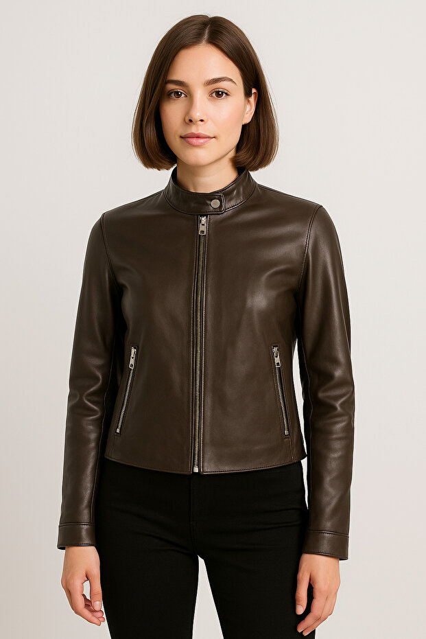 Kadın Basic Deri Ceket - 1