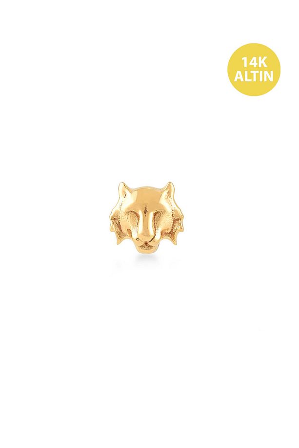 Taşsız Kaplan, 14KAltın Kıkırdak Küpe/Piercing (TEK Satılır) Bar Uzunluğu:6,5 mm - 2