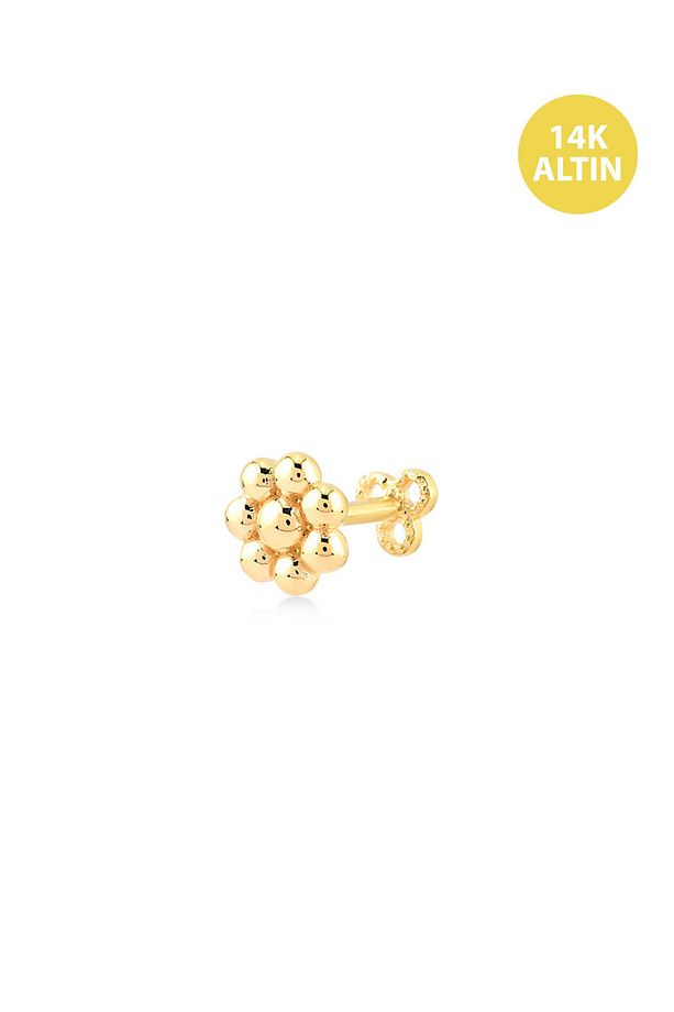 Taşsız Top Çiçek, 14KAltın Kıkırdak Küpe/Piercing (TEK Satılır) Bar Uzunluğu:6,5 mm - 1
