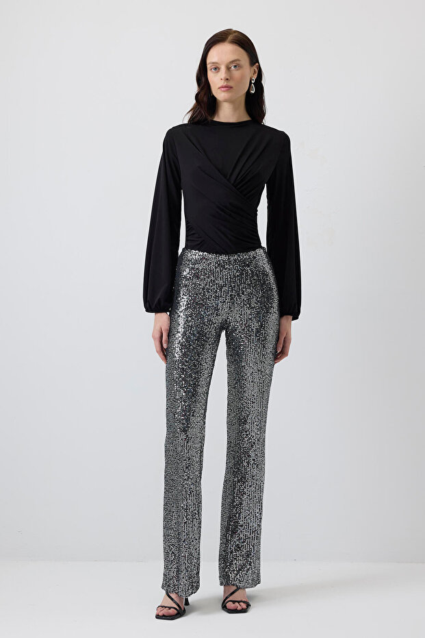 Sequined Wide Leg Pants