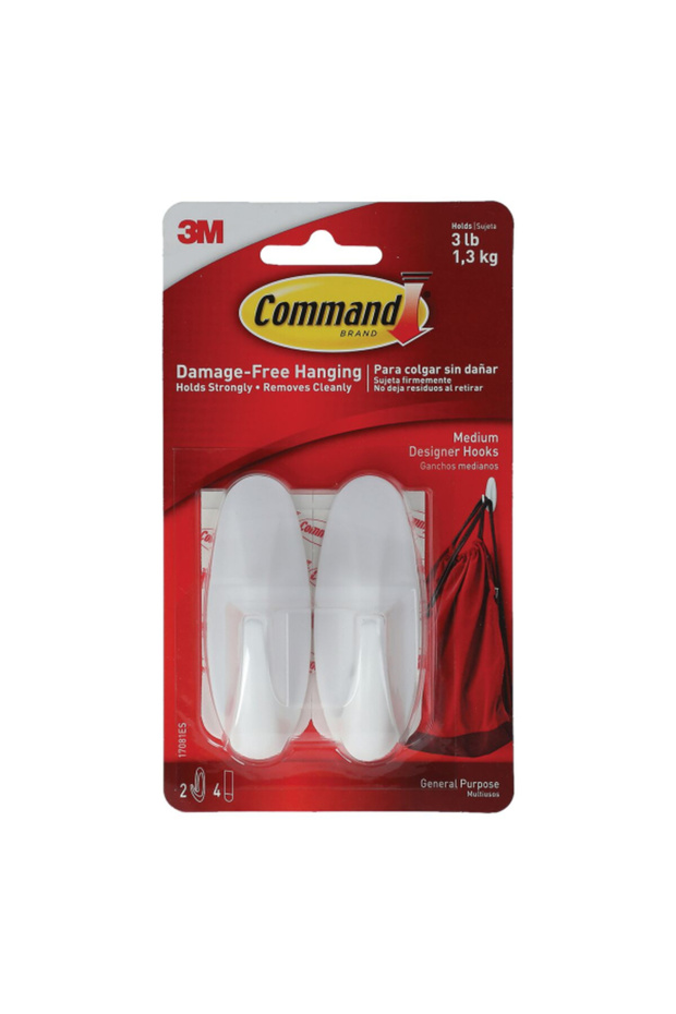 خطافات مصممة من قطعتين مع 4 شرائط متوسطة الحجم - 1