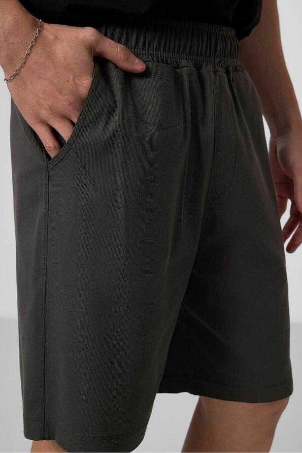 Antrasit Standart Fit Dokuma Hafif Esnek Chino Erkek Şort - 81290 - 4