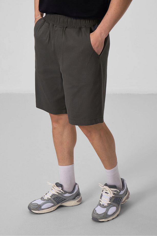 Antrasit Standart Fit Dokuma Hafif Esnek Chino Erkek Şort - 81290 - 5