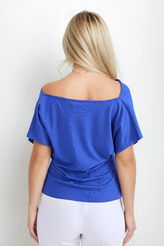 Degaje Yaka Dökümlü Bluz - 5