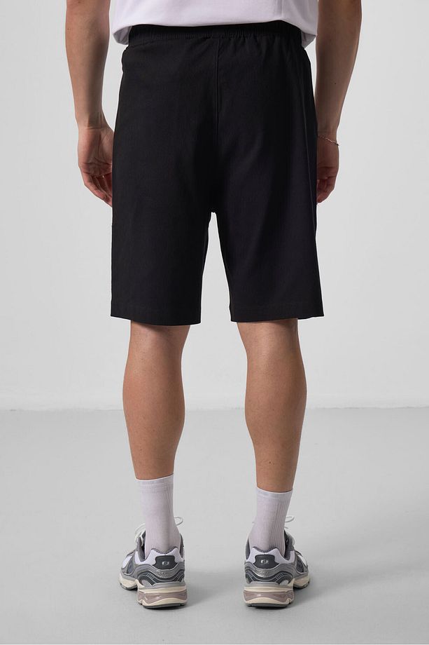 Siyah Standart Fit Dokuma Hafif Esnek Chino Erkek Şort - 81290 - 6
