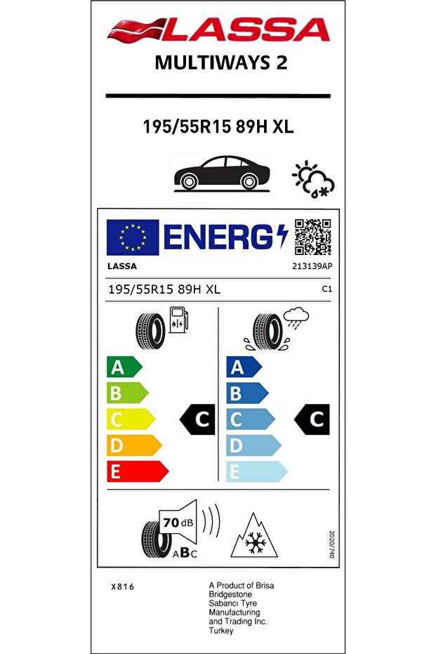 195/55R15 89H Xl Multıways 2 C-C-70 4 Mevsim Lastiği (Üretim Yılı: 2024) - 1