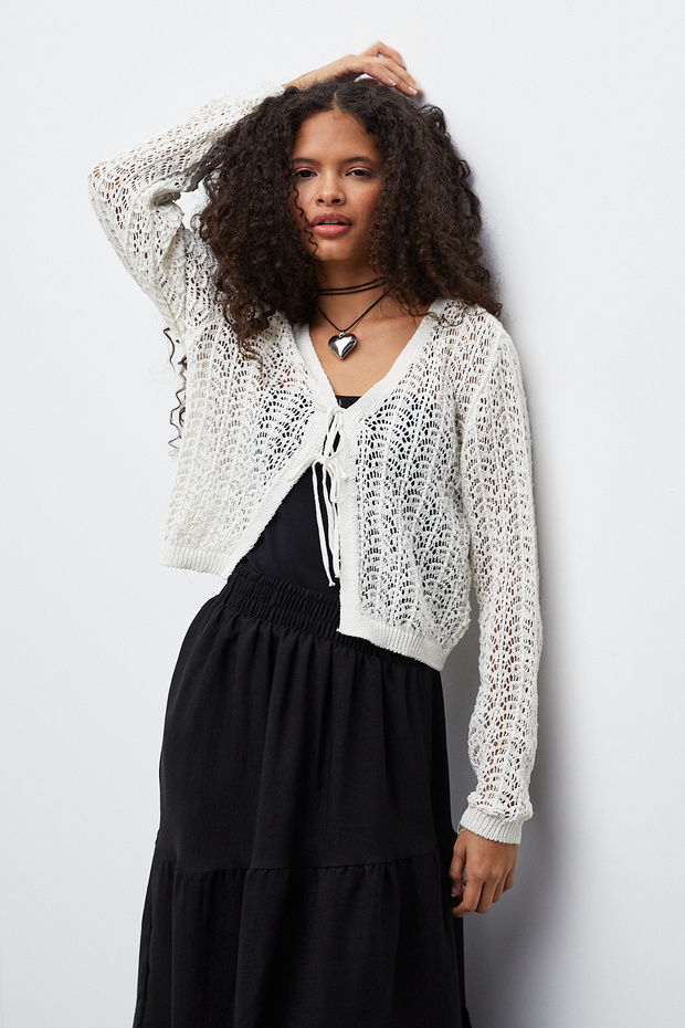 Önü Bağlamalı Triko Hırka - 5