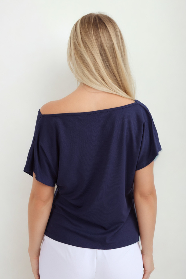 Flounced Collar Draped Blouse - 4