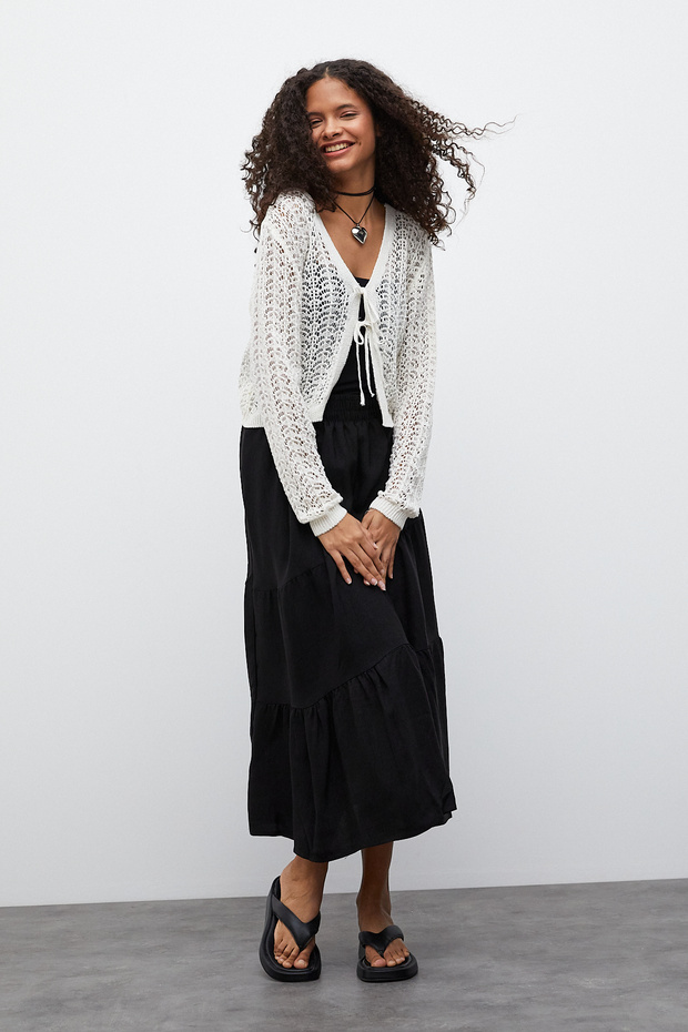 Önü Bağlamalı Triko Hırka - 7