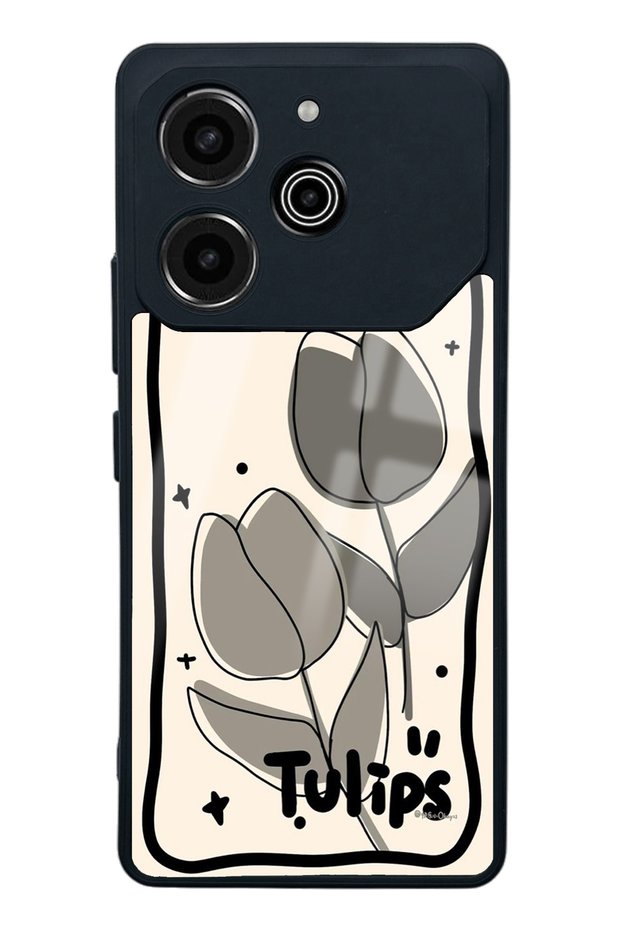 غلاف هاتف لامع بتصميم توليب لهاتف Tecno Pova 6 Pro